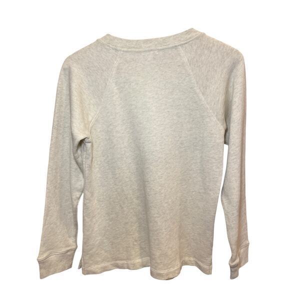 J. Crew Rhinestone Jewel Neckline Holiday Heathered Cream Sweatshirt 100% Cotton - Picture 9 of 12